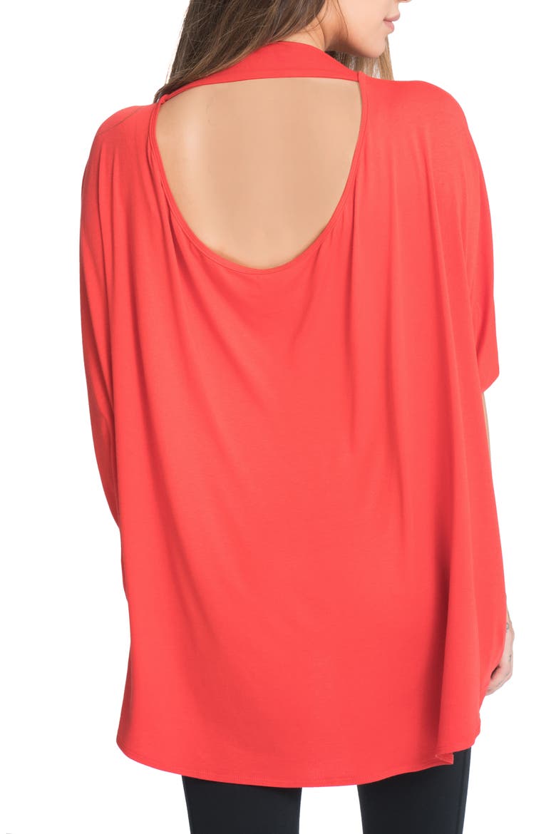 Draped Maternity/Nursing Top, Alternate, color, FLAME