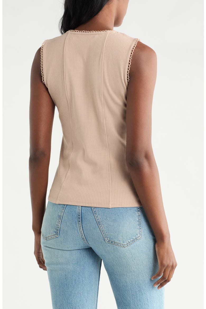 Lace Trim Button-Up Vest, Alternate, color, NOMAD