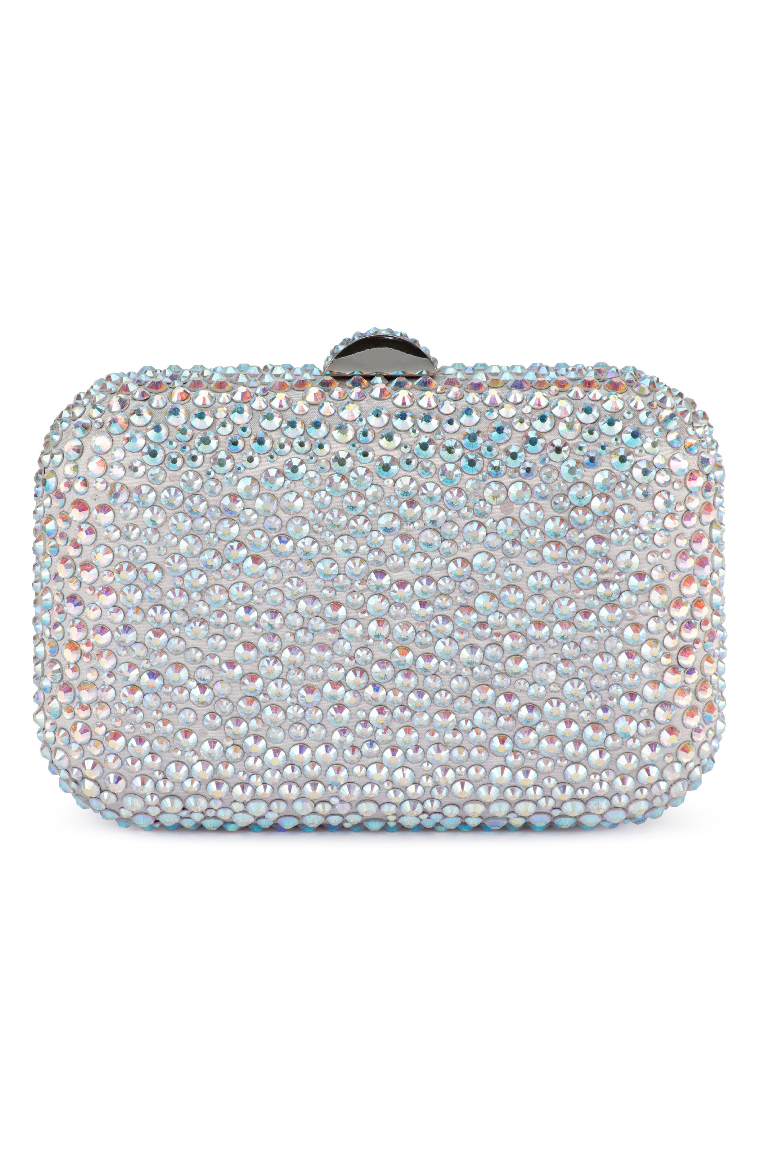 Olga Berg Casey Hot Fix Crystal Clutch, Alternate, color, Aurora
