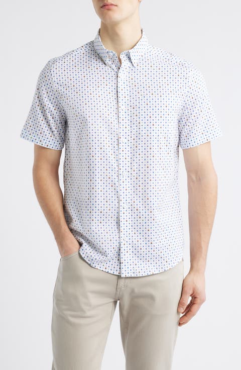 Ditsy Floral Print Short Sleeve Button-Up Shirt