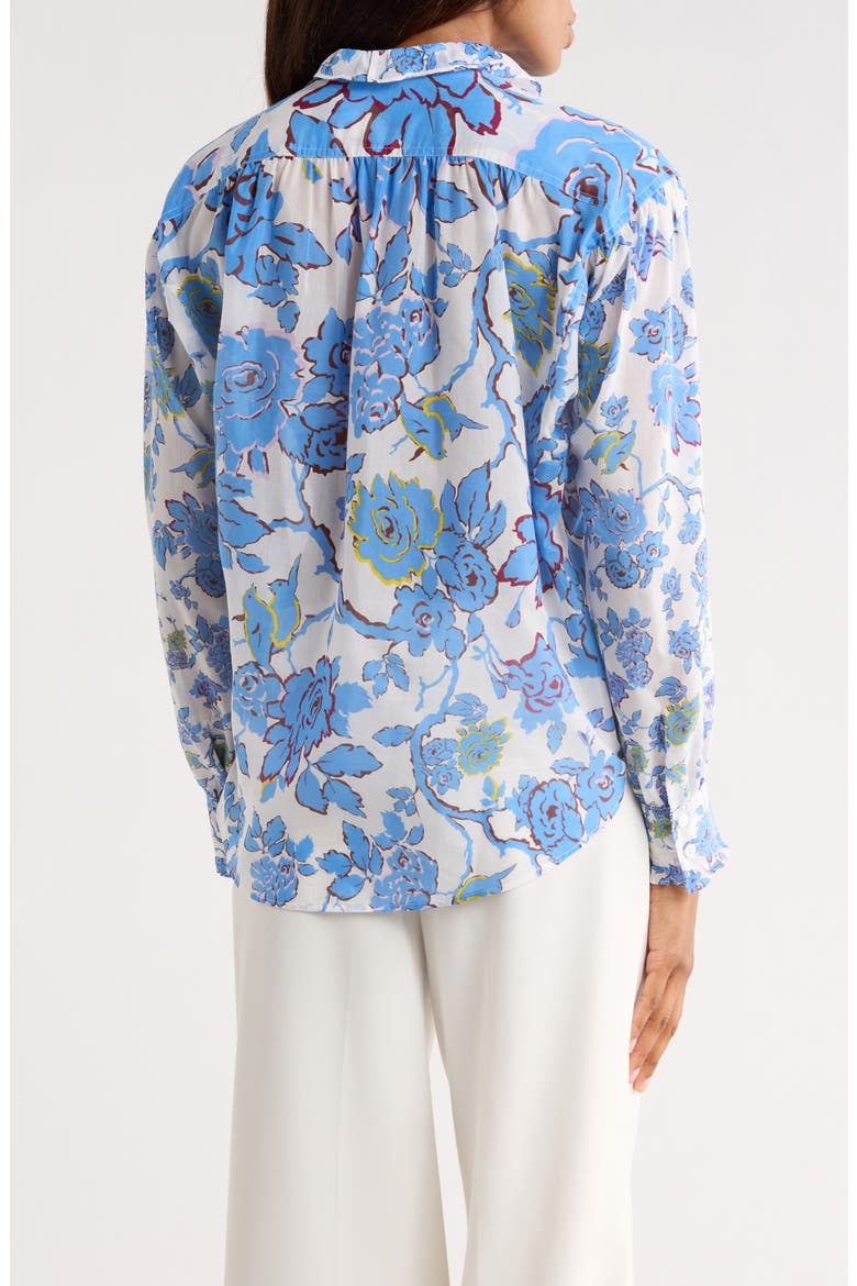 Sophia Floral Long Sleeve Cotton & Silk Button-Up Top, Alternate, color, CHINA VINE DEGRADE