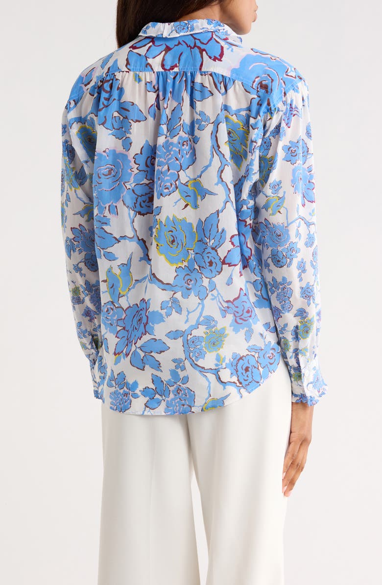 Diane von Furstenberg Sophia Floral Long Sleeve Cotton & Silk Button-Up Top, Alternate, color, China Vine Degrade