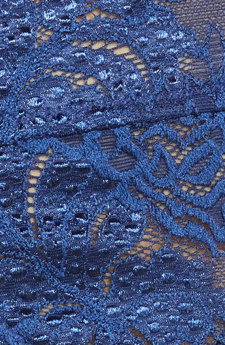 Coquette Underwire Bra, Garter Belt & Thong Set, Alternate, color, Navy