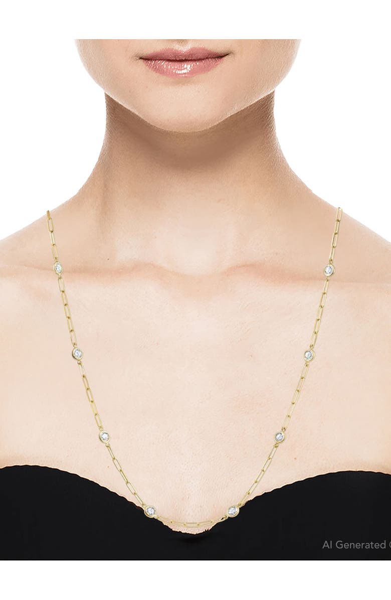 Bliss Diamond 4Ct Diamond 14k Gold 18" Paper Clip Diamonds By Yard Necklace lab Grown, Alternate, color, 14K Yellow Gold