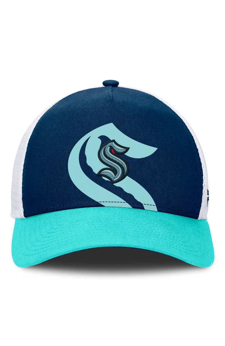 FANATICS Men's Fanatics Deep Sea Blue/Light Blue Seattle Kraken Authentic Pro A-Frame Rink Adjustable Hat, Alternate, color, Navy