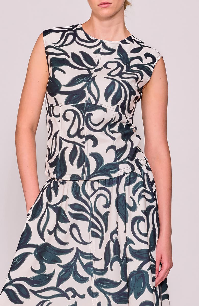 MELLODAY Sleeveless Paneled Crepe Top, Main, color, Ivory Navy