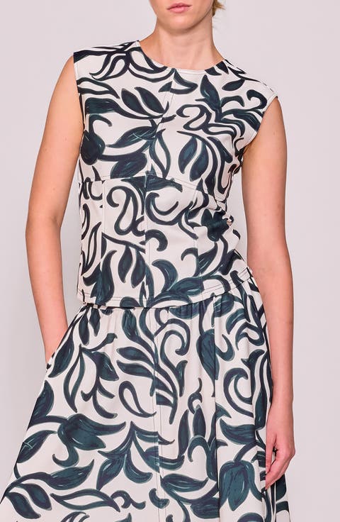 Sleeveless Paneled Crepe Top