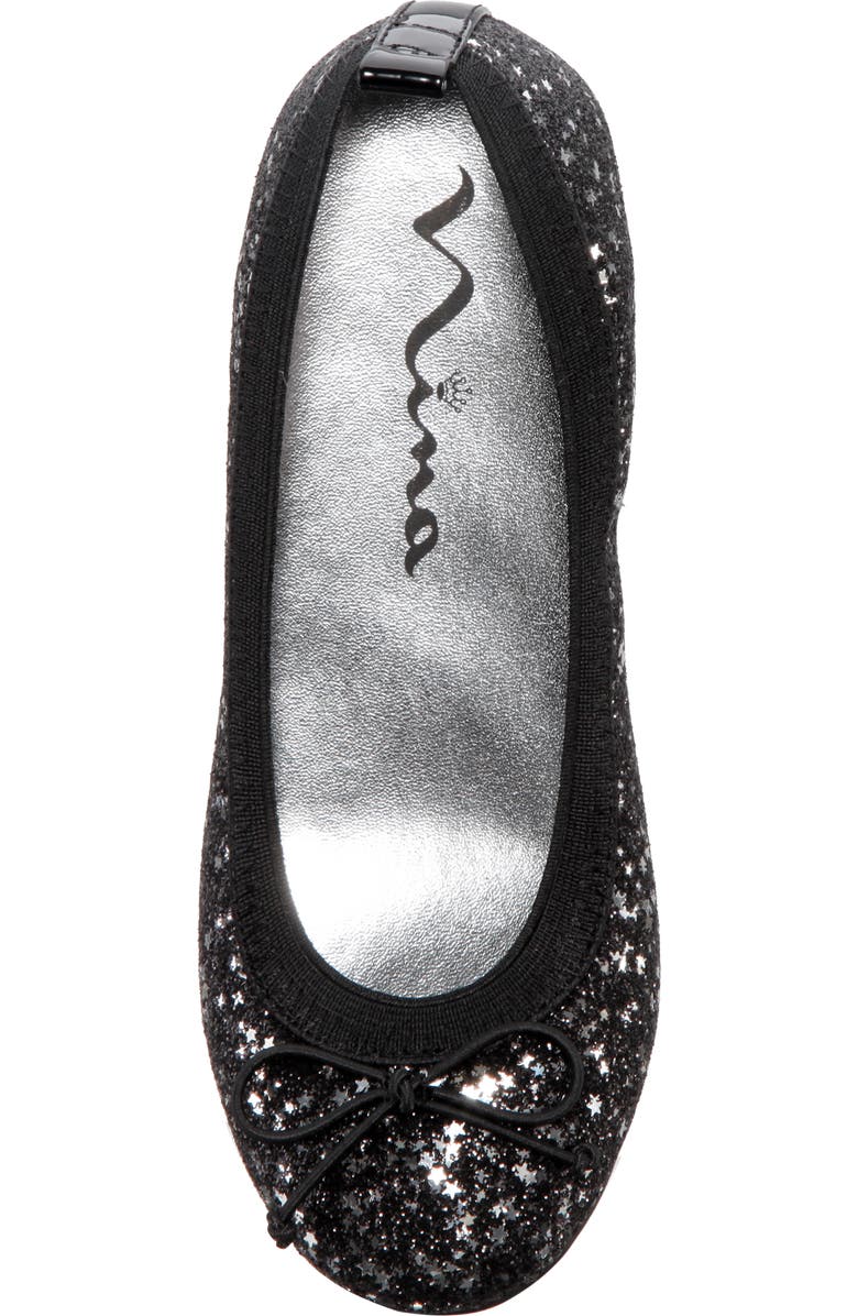 Nina Esther Ballet Flat, Alternate, color, Black Star Baby Glitter