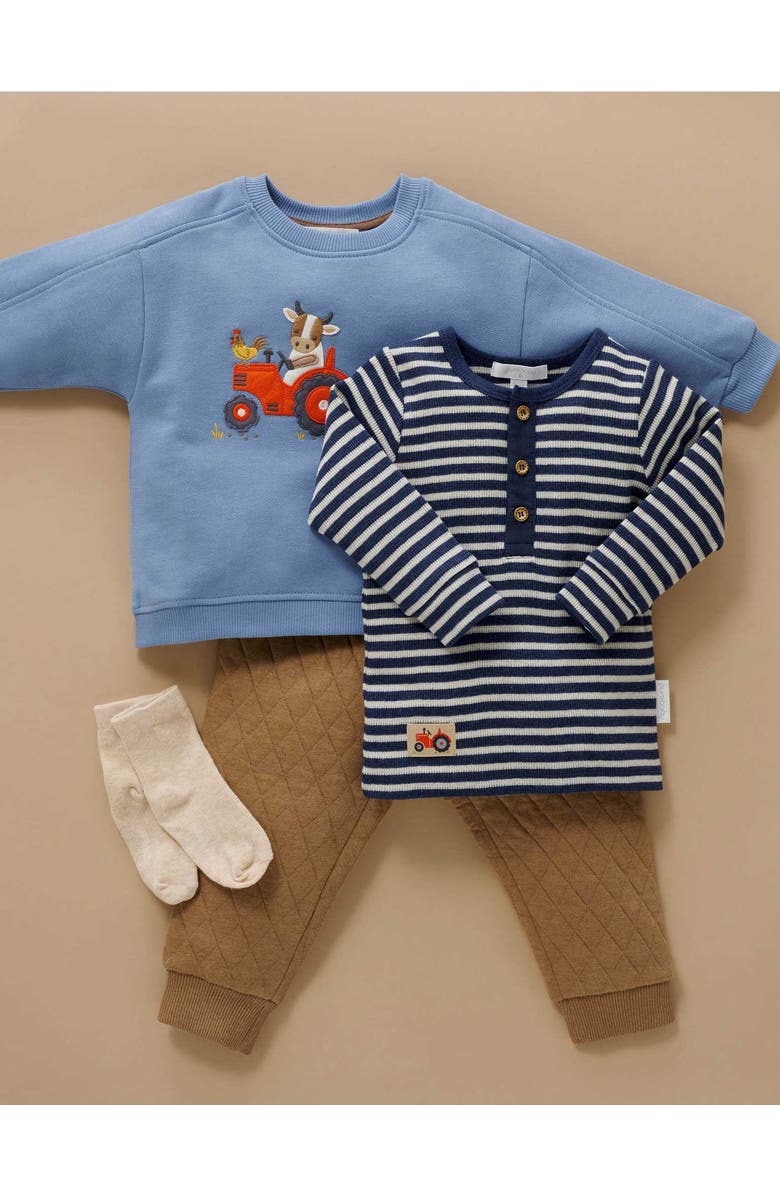 Purebaby Tractor Sweater, Alternate, color, Bluestone