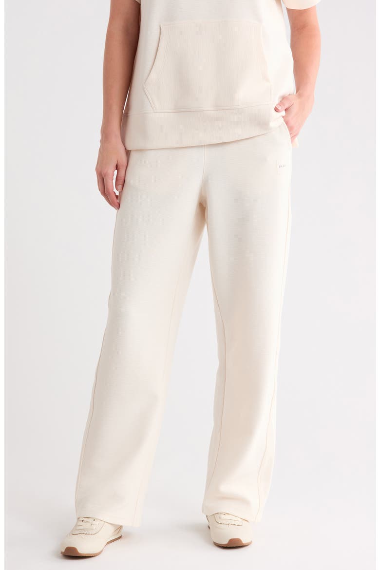 High Waist Straight Leg Track Pants, Main, color, EGGNOG