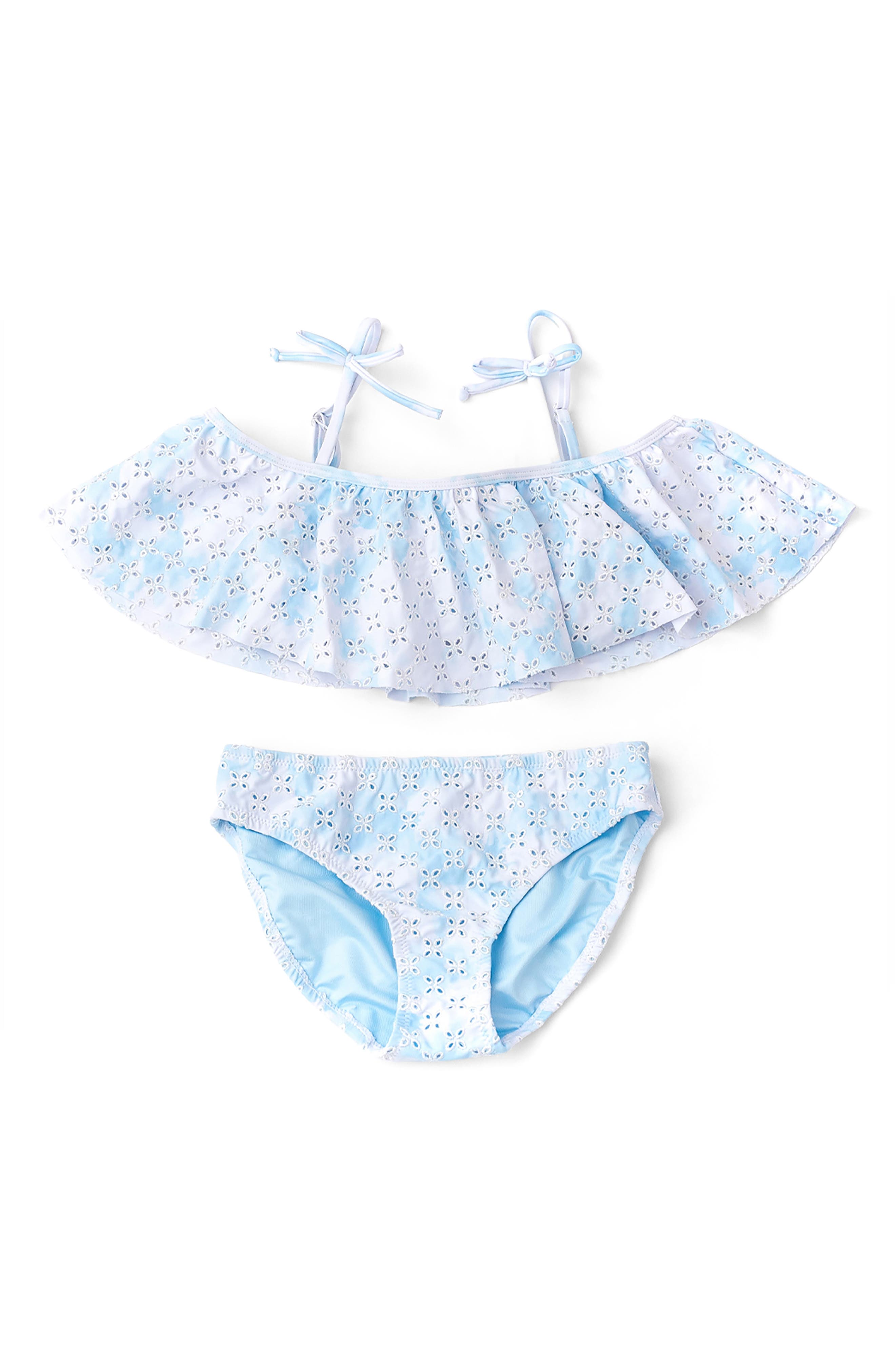 Shade Critters Kids' Blue Skies Eyelet UPF 50+ Two-Piece Swimsuit