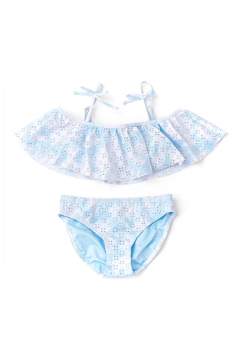 Kids' Blue Skies Eyelet UPF 50+ Two-Piece Swimsuit, Main, color, BLUE