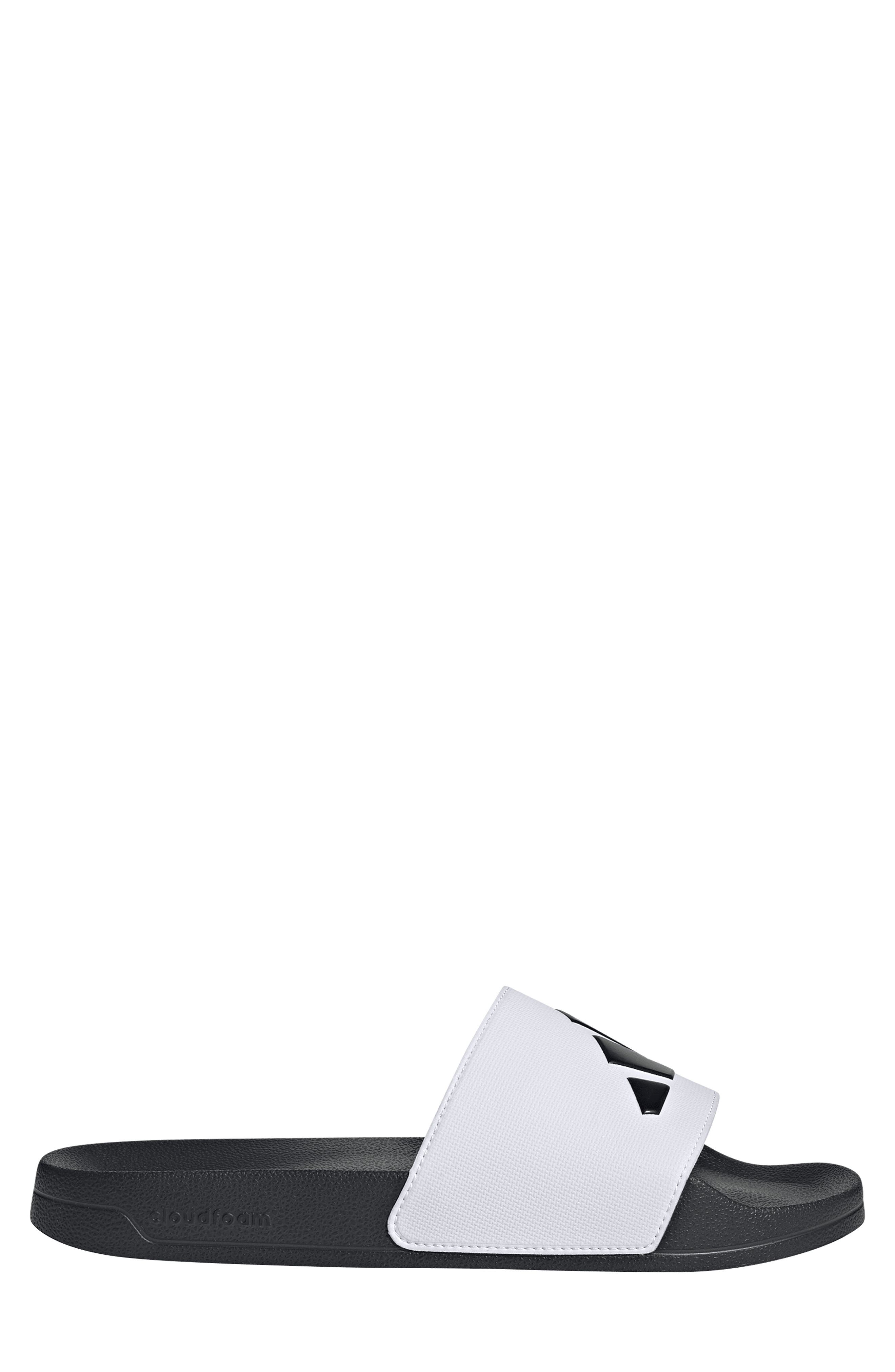 adidas Adilette Slide Sandal, Alternate, color, White/ Core Black/ Core Black