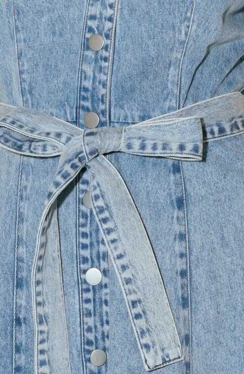 Freemarket Puff Sleeve Washed Denim Midi Shirtdress