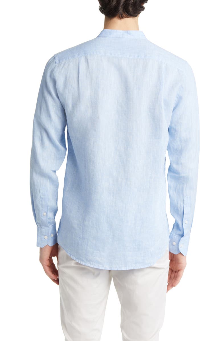 Scott Barber Linen Band Collar Button-Up Shirt, Alternate, color,