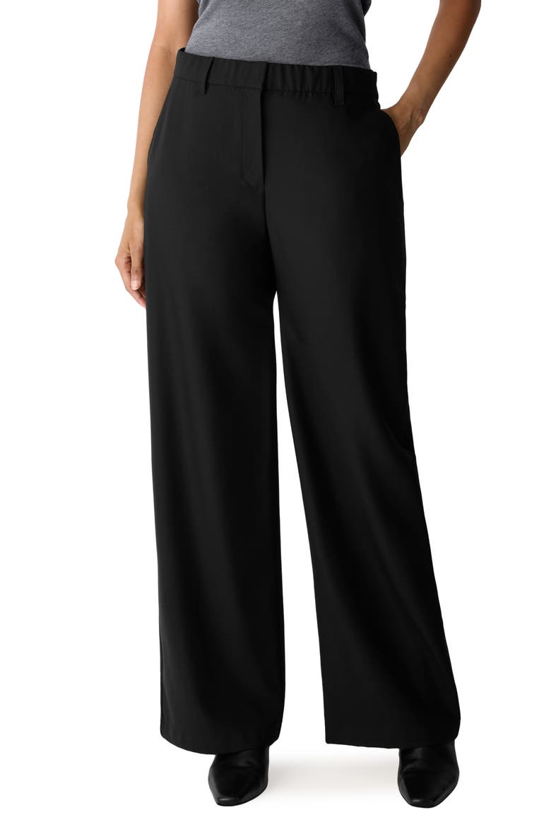 High Waist Wide Leg Wool Trousers, Main, color, BLACK