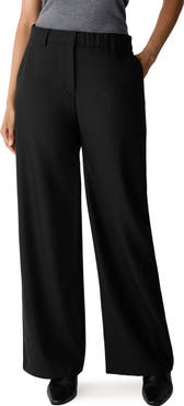 Eileen Fisher High Waist Wide Leg Wool Trousers