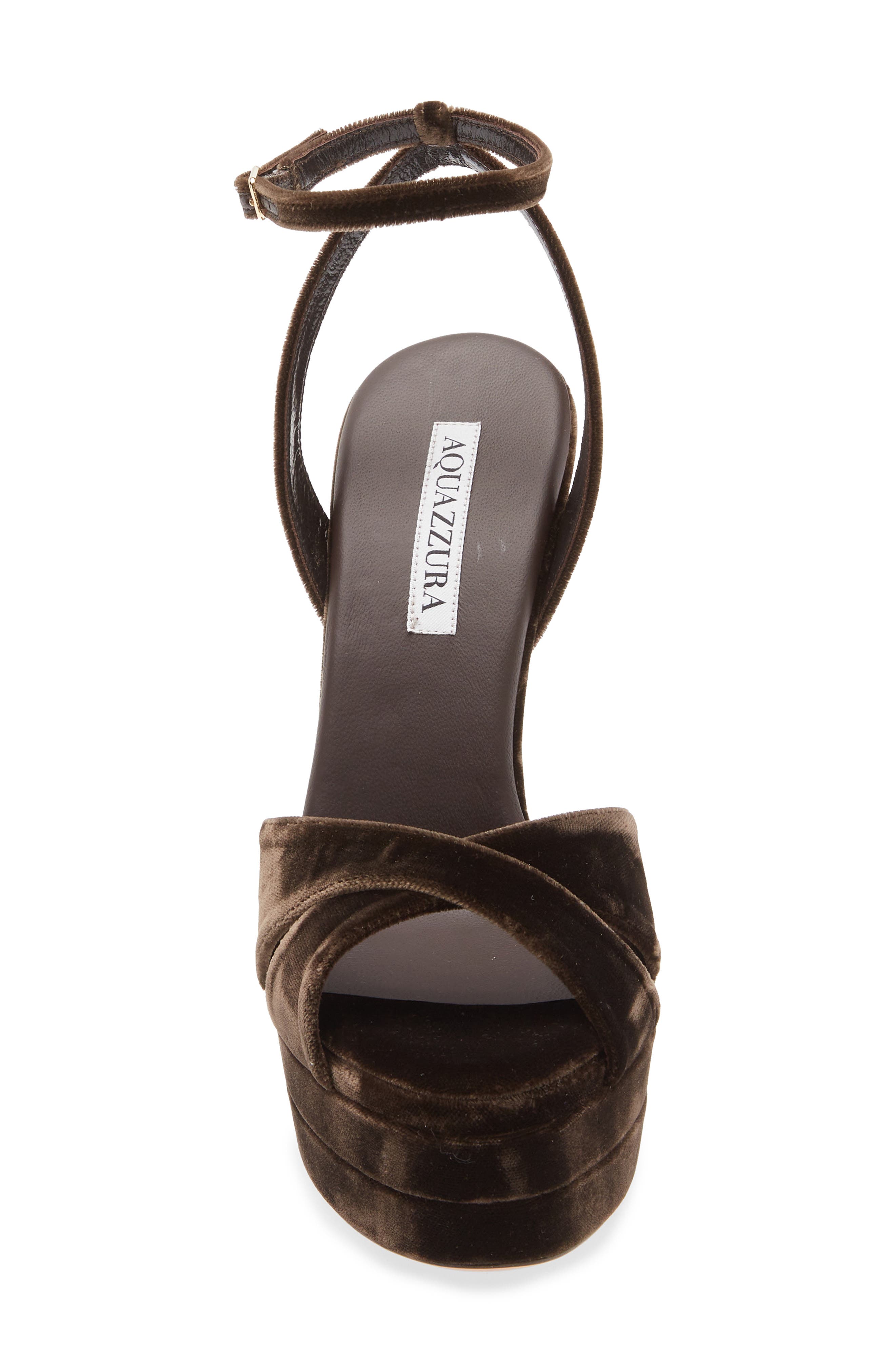 Aquazzura Divine Ankle Strap Platform Sandal, Alternate, color, Espresso