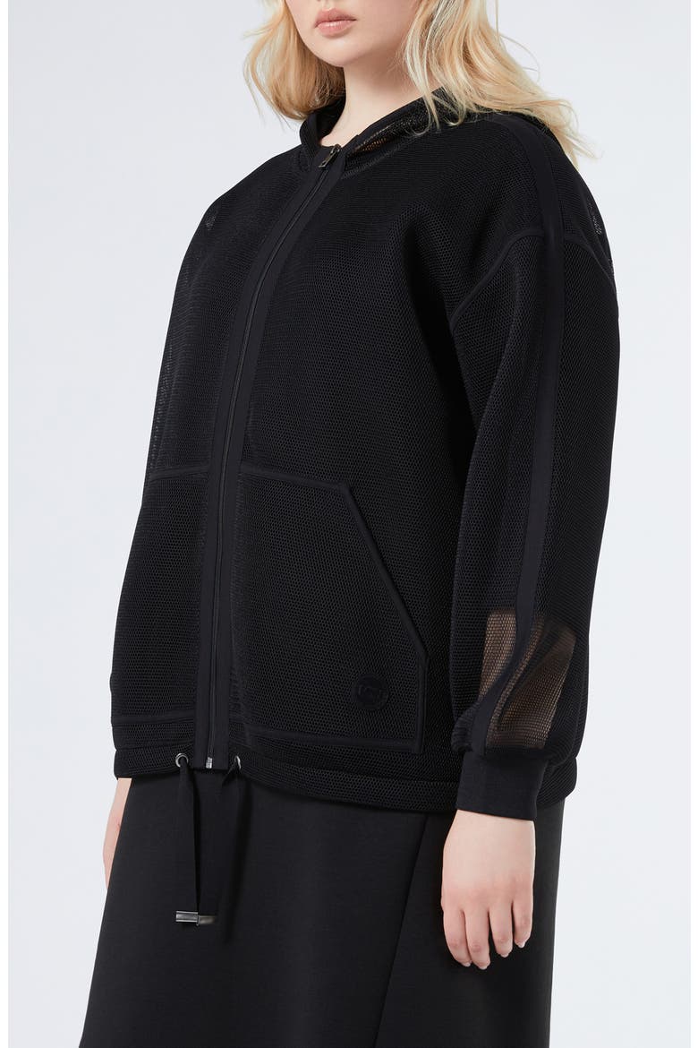 Pantone Jersey Mesh Zip Hoodie, Main, color, BLACK