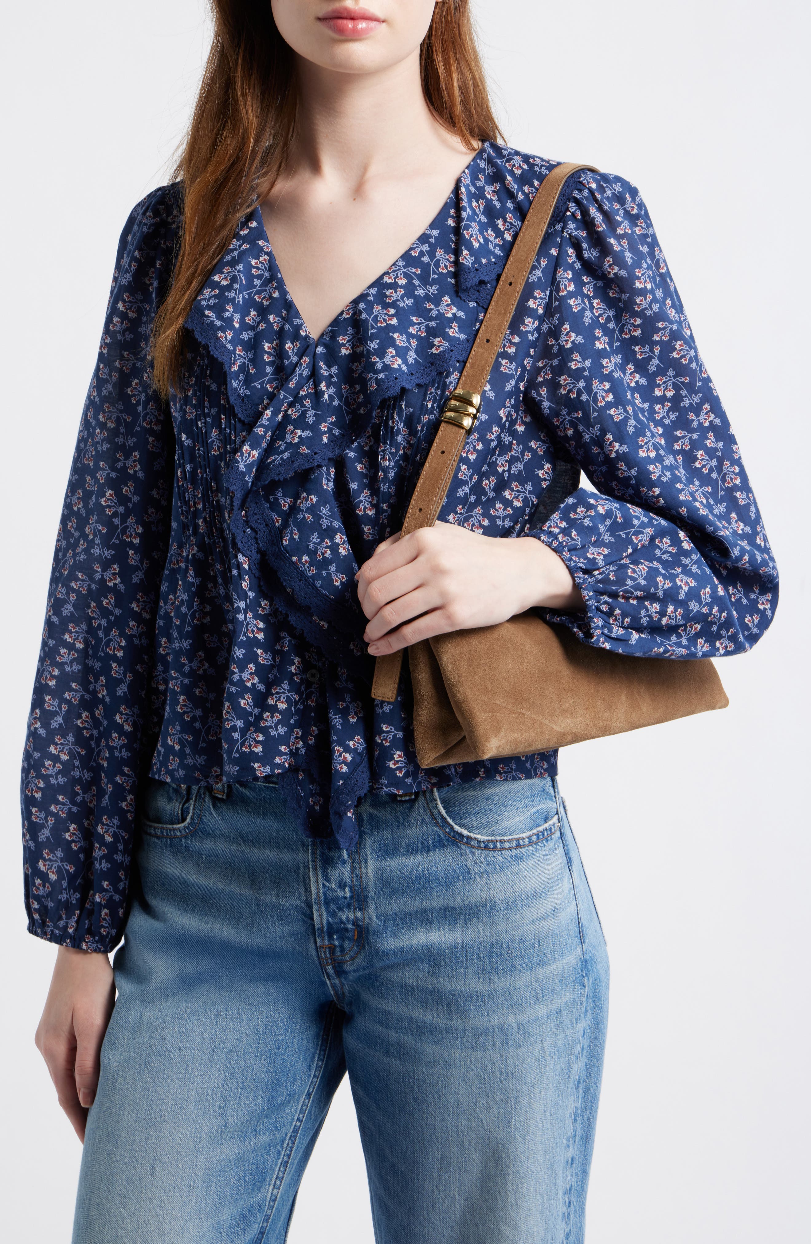 Madewell The Date Night Suede Shoulder Bag, Alternate, color, 