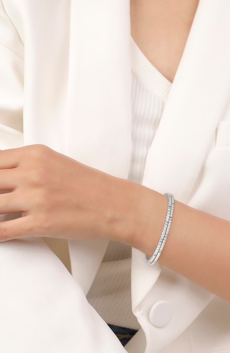 Crislu Pure Flex Three Row Cubic Zirconia Bracelet, Alternate, color, Pure Platinum / Clear Stone