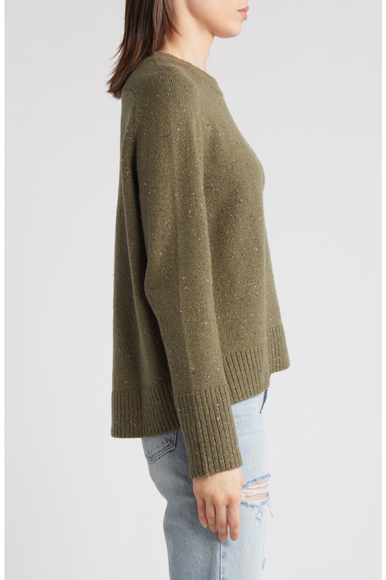 Speckled Pima Cotton Blend Sweater, Alternate, color, OLIVE KALAMATA NEP