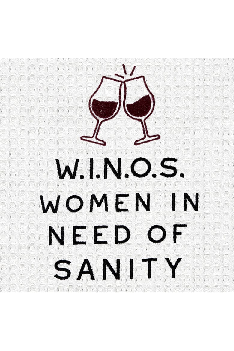 W.I.N.O.S. Fun Women Drink Phrases Embroidered Towel, Alternate, color, Red