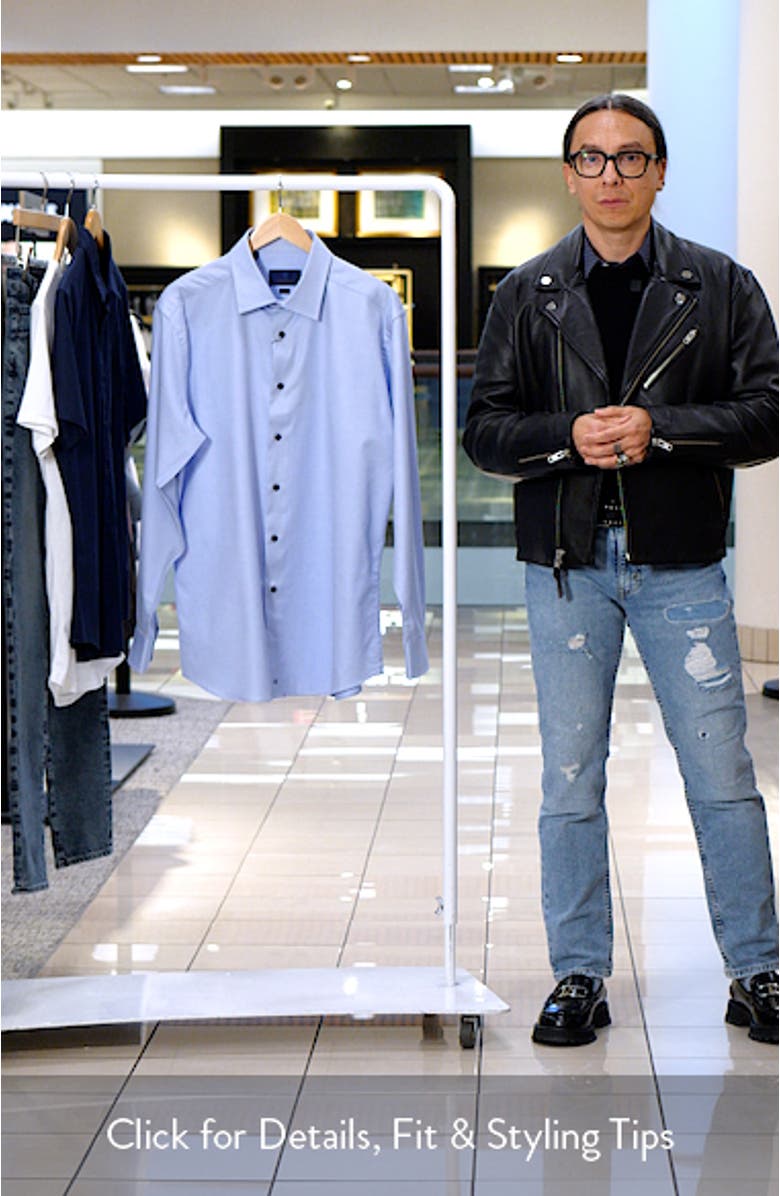 Trim Fit Cotton Microdobby Dress Shirt, sales video thumbnail