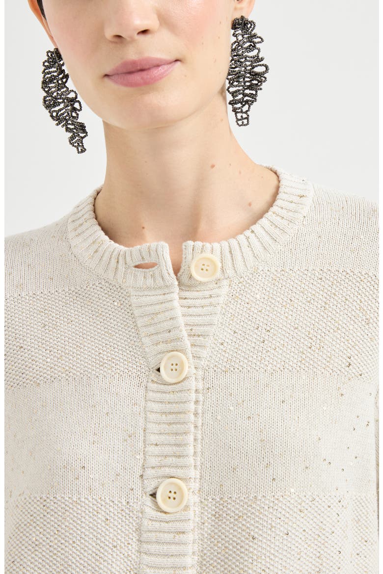 Cardigan with dazzling stripes, Alternate, color, Oat