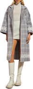 English Factory Premium Plaid Wool Blend Long Wrap Coat