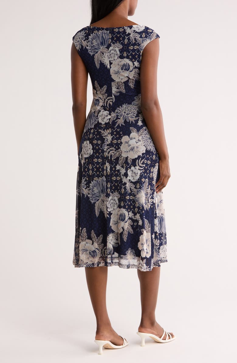 Connected Apparel Floral Mesh Midi Dress, Alternate, color, 