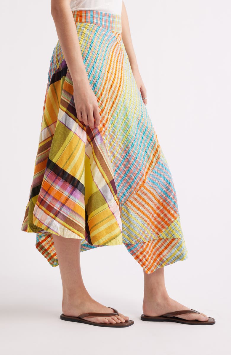 Free People Rivoli Patchwork Plaid Cotton Midi Skirt, Alternate, color, Pop Combo