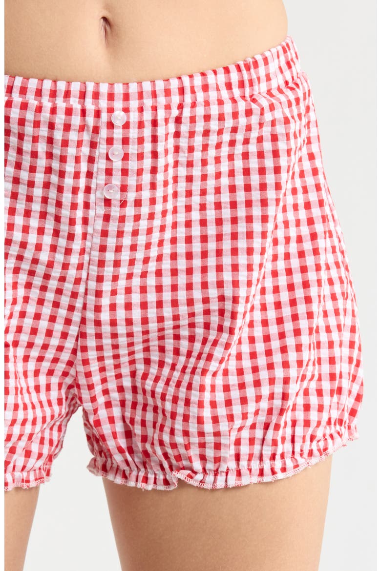 Gingham Seersucker Bloomer Short Pajamas, Alternate, color, RED COMBO