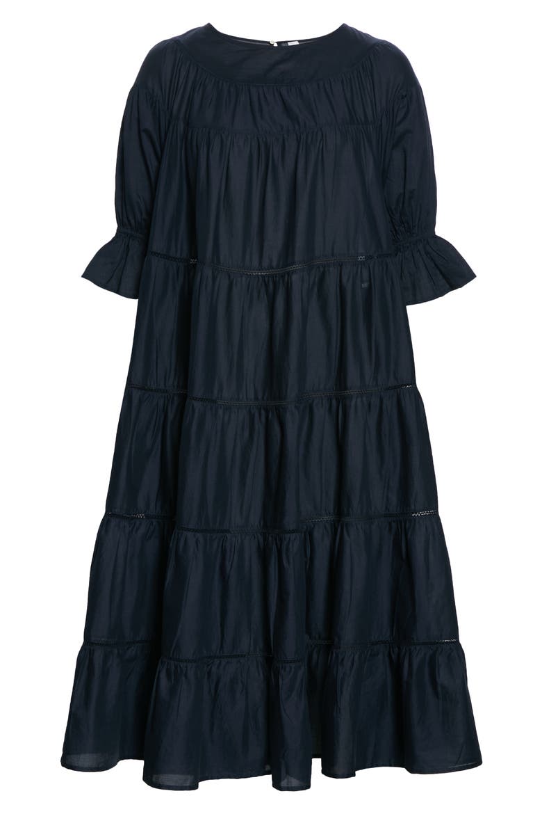 Paradis Open Tier Cotton Dress, Alternate, color, NAVY