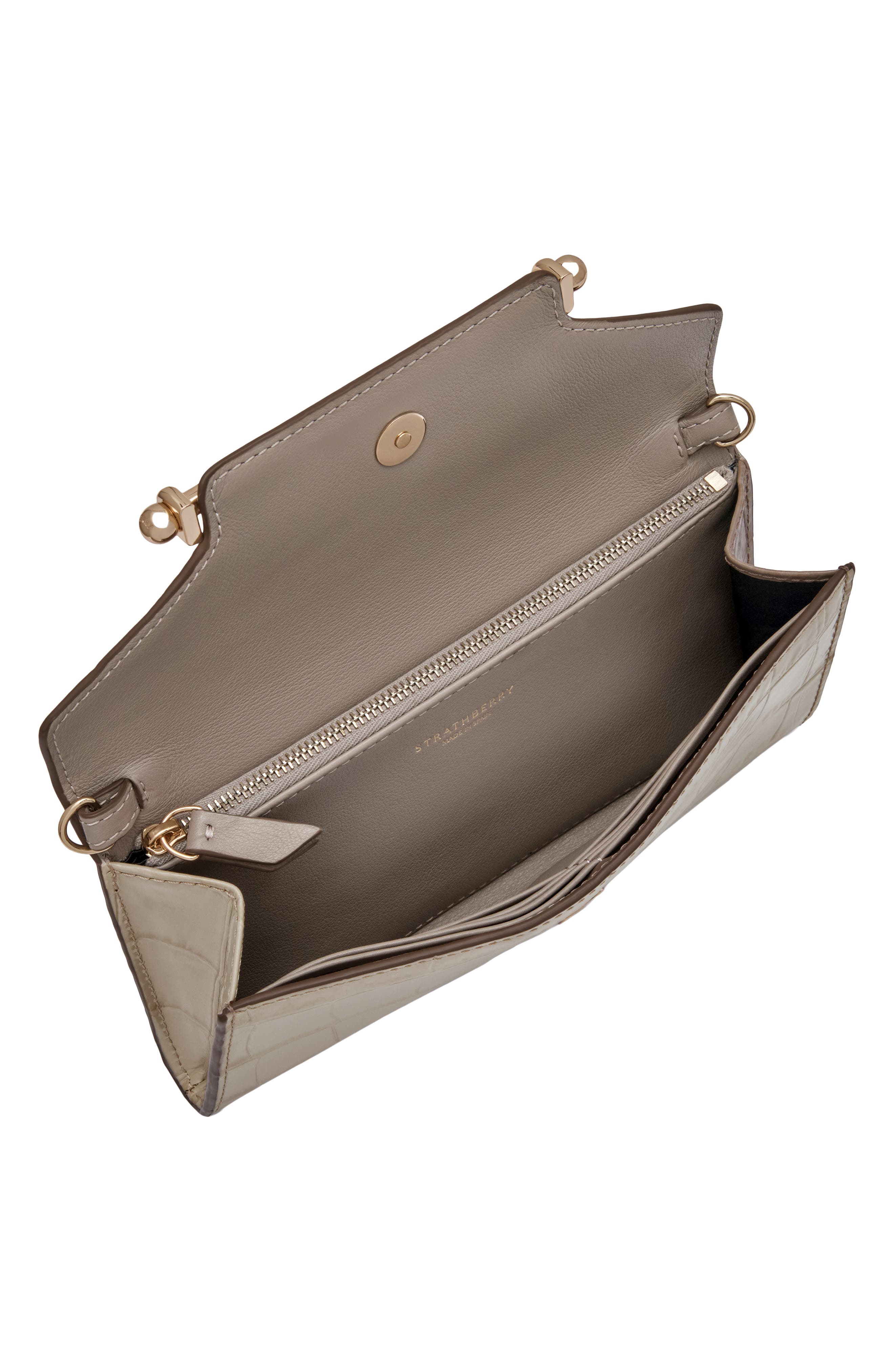 Multrees Croc Embossed Chain Wallet, Alternate, color, LIGHT TAUPE