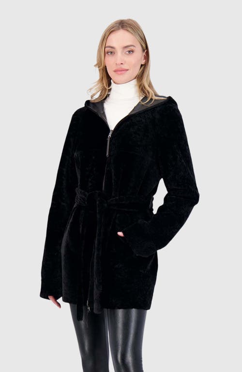 Gorski Reversible Textured Shearling Lamb Parka In Black