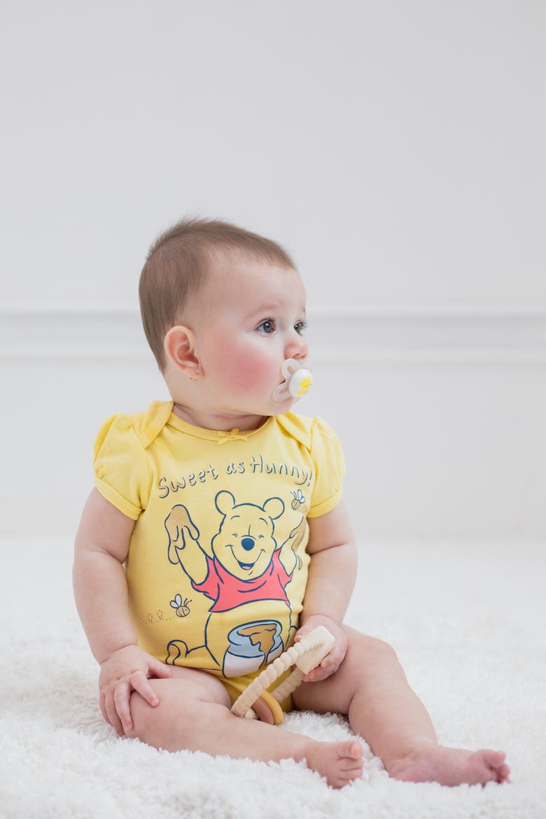 Winnie the Pooh Girls' 5-Pack Short Sleeve Bodysuits, Alternate, color, Tie Dye Blue Pink