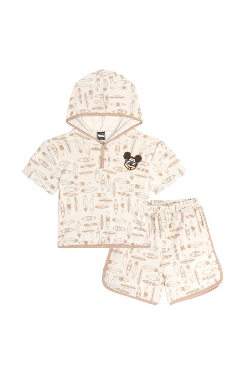 Disney Mickey Mouse Baby Boys' Loungewear 2-Piece Hooded T-Shirt and Shorts Set, Main, color, Warm Grey Mickey Mouse