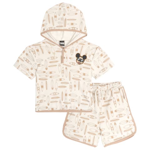 Mickey Mouse Baby Boys' Loungewear 2-Piece Hooded T-Shirt and Shorts Set (Baby)