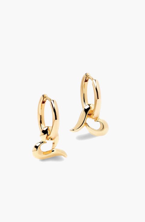 Love Charm Huggies In Gold