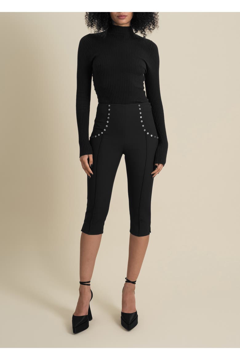 Benjamin Cropped Stretch Capri Pants, Main, color, Black