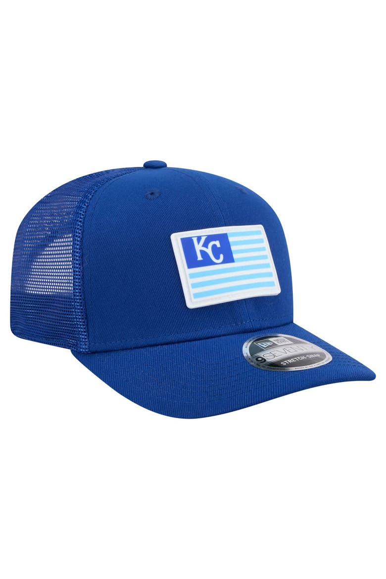 Men's New Era Royal Kansas City Royals Flag 9SEVENTY COOLERA Stretch-Snap Hat, Alternate, color, Royal