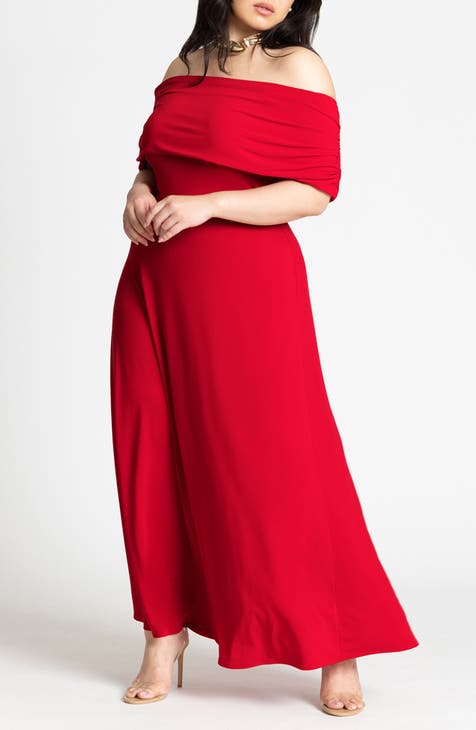 Off shoulder long gown for chubby hotsell