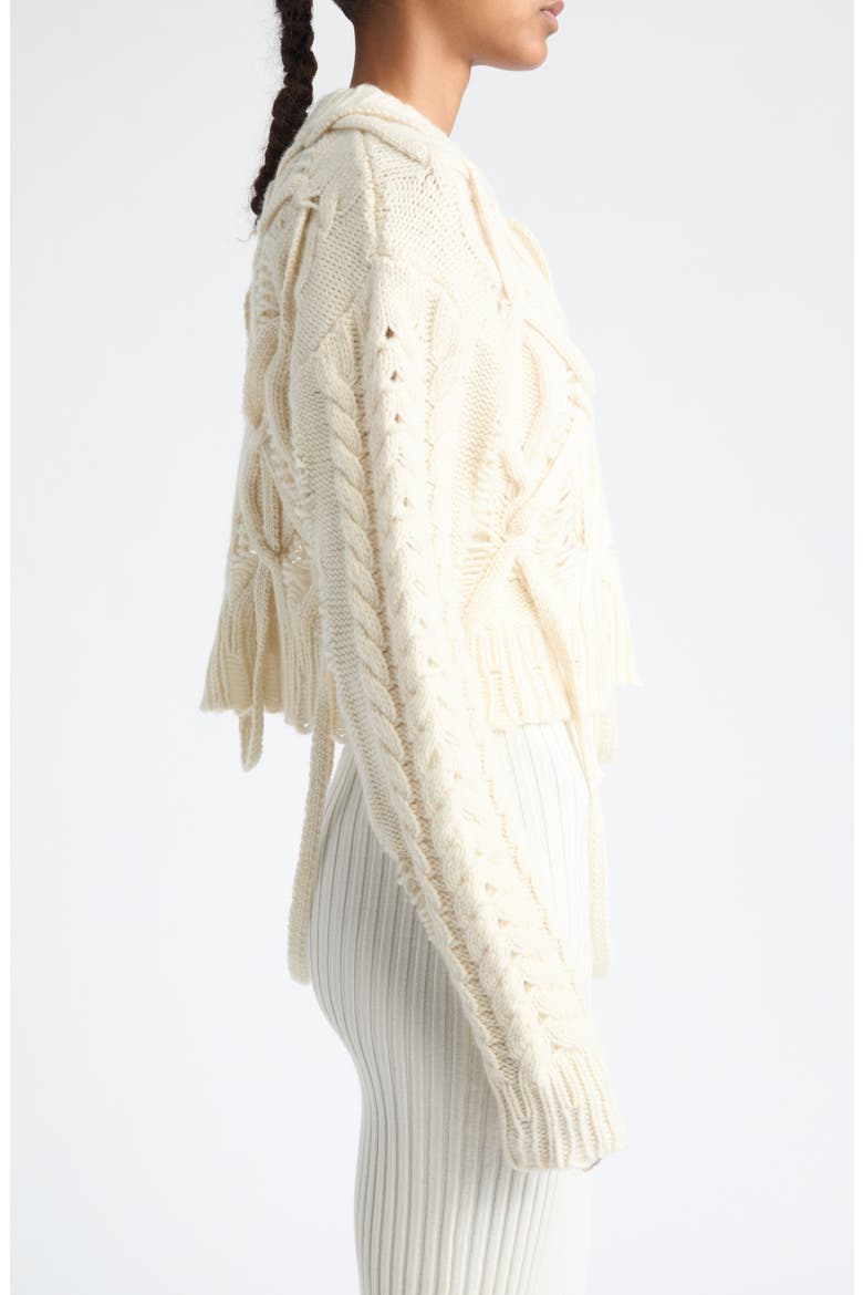 Briar Merino Wool & Cashmere Cable Sweater, Alternate, color, IVORY
