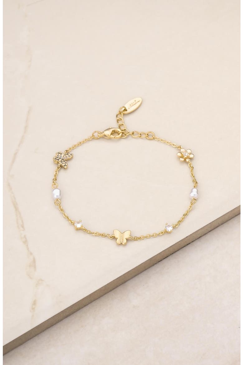 Butterfly Station Bracelet, Alternate, color, GOLD