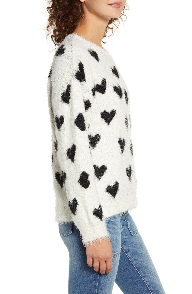 Cotton Emporium Heart Eyelash Sweater, Alternate, color,