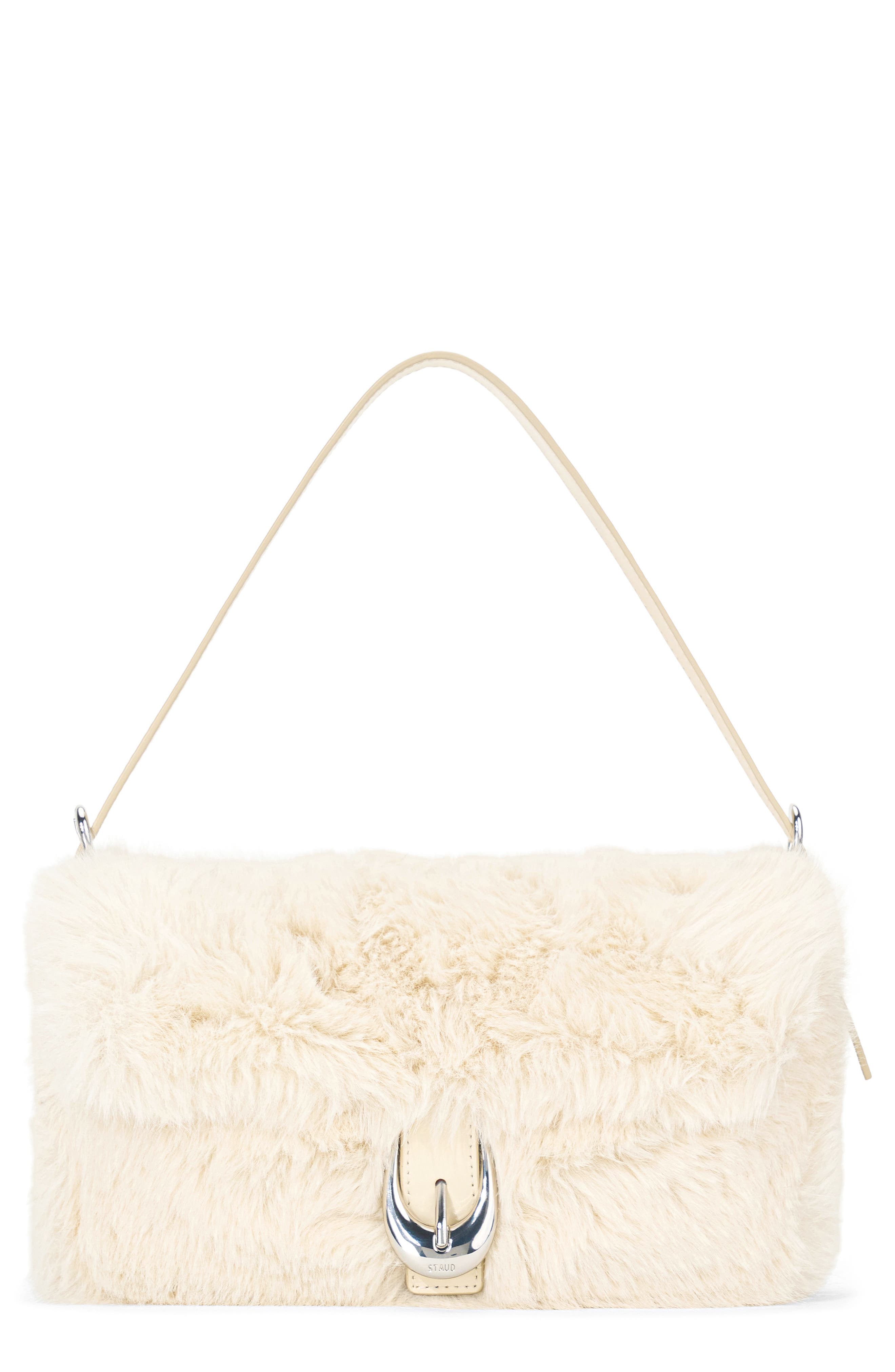 STAUD Harlow Faux Fur Shoulder Bag, Main, color, 