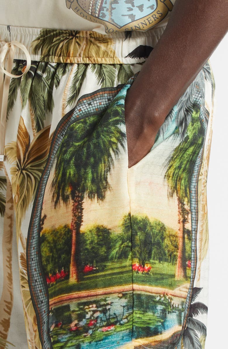 AMIRI Paradise Print Shorts, Alternate, color, Green/ White Multi