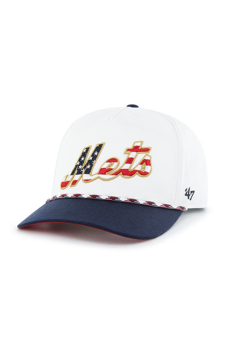 '47 Men's '47 White New York Mets Flag Script Hitch Snapback Hat, Main, color,