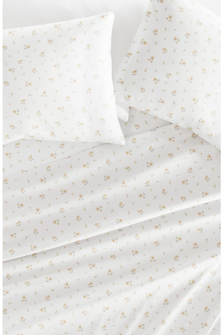 Kaycie Gray Ditsy Floral Microfiber Sheet Set, Alternate, color, YELLOW